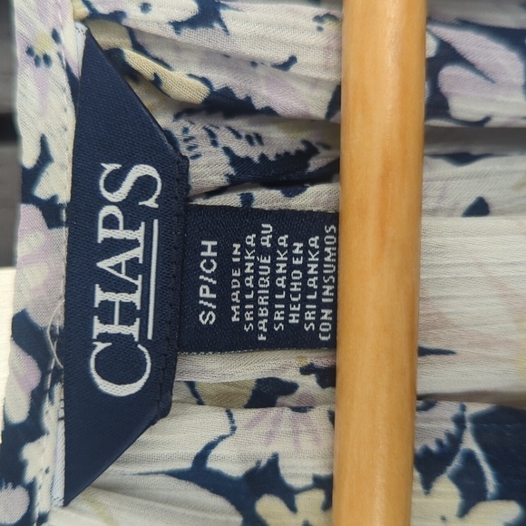 Chaps Ralph Lauren Cream & Blue Ruffled Bell Sleeve Blouse Small/Medium NWT - Picture 5 of 8